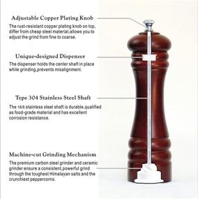 img 3 attached to 🌿 DGYLL 8 inch Beech Wooden Salt and Pepper Grinder Set - Adjustable Ceramic & Hardened Carbon Steel Core - 2pcs Mill Set (8 inch S/P MILL 2PCS-SET, Brown)