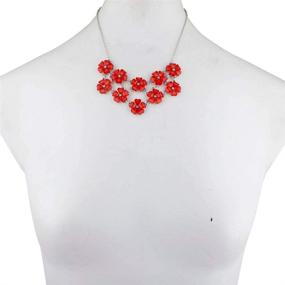 img 1 attached to 🌹 Stunning Silvertone Red Acrylic Flower Statement Necklace by Lux Accessories