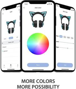 img 3 attached to 🎧 YOWU RGB Cat Ear Headphone 3G Wireless Bluetooth 5.0 Foldable Gaming Headset - 7.1 Surround Sound, Built-in Mic & Customizable Lighting via APP (Black)