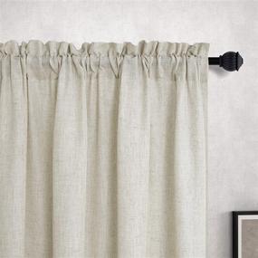 img 3 attached to 🪟 Short Beige Linen Curtains - 45 Inch Length, 2 Panel Rod Pocket Design - Burlap Cotton Look, Lightweight Classy Classic Accent Curtain for Kitchen, Bathroom, Basement - Ideal for Industrial Farmhouse Decor - Tan