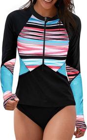 img 4 attached to 👙 Aleumdr Striped Print Swimsuit - Women's Athletic Clothing for Swimwear & Cover-ups