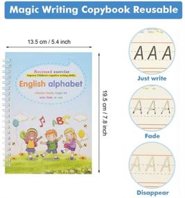 img 3 attached to 📚 Reusable English Magic Practice Copybook for Kids - Handwriting, Drawing, Math, and Alphabet Numbers - Includes Magic Pens for Reusable Magic Calligraphy and Tracing