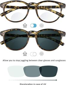 img 2 attached to 👓 LifeArt Bifocal Reading Glasses with Transition Photochromic Dark Grey Sunglasses, Oval Frame, Computer Reading Glasses, Anti Glare - Tortoise, No Prescription/+1.75 Magnification