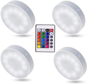 img 4 attached to 🔦 T4U888 Puck Lights: 16 Color LED Under Cabinet Lighting with Remote Control, USB Rechargeable & Dimmable - Ideal for Bedrooms, Kitchen, Closet, Hallway