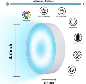 img 3 attached to 🔦 T4U888 Puck Lights: 16 Color LED Under Cabinet Lighting with Remote Control, USB Rechargeable & Dimmable - Ideal for Bedrooms, Kitchen, Closet, Hallway