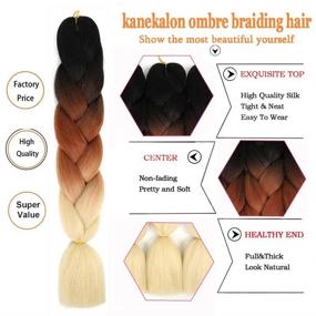 img 3 attached to 🌈 Versatile 24inch Ombre Kanekalon Braiding Hair Extensions (Black-Brown-Blonde) - 5pcs/lot, Jumbo Style