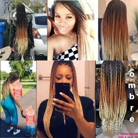 img 2 attached to 🌈 Versatile 24inch Ombre Kanekalon Braiding Hair Extensions (Black-Brown-Blonde) - 5pcs/lot, Jumbo Style