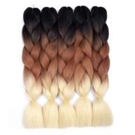 🌈 versatile 24inch ombre kanekalon braiding hair extensions (black-brown-blonde) - 5pcs/lot, jumbo style logo