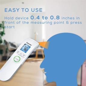 img 1 attached to 🌡️ Beurer Bluetooth Non-Contact Thermometer FT95: High Accuracy Forehead, Object & Room Temperature, XL Blue Display, 60 Memory Spaces, White - 1 Pack