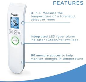 img 2 attached to 🌡️ Beurer Bluetooth Non-Contact Thermometer FT95: High Accuracy Forehead, Object & Room Temperature, XL Blue Display, 60 Memory Spaces, White - 1 Pack