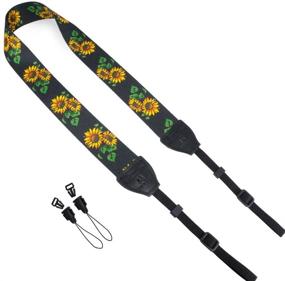 img 1 attached to 🌺 Wolven Black Flower Camera Neck Shoulder Belt Strap for DSLR/SLR: Compatibility and Style Combined