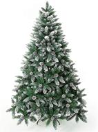 🎄 unlit flocked snow artificial christmas tree with pine cone decoration - available in 5/6/7/7.5/8/9 foot options логотип