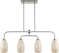 kira home coast 36-inch 4-light modern kitchen island light with handmade mosaic sea shell glass, swinging center arm, in brushed nickel finish логотип