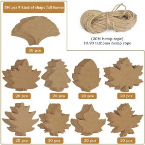 img 3 attached to 🍁 Maple Fall Leaves Shape Gift Tags with Natural Jute Twine - 180 pcs, 9 Designs - Ideal for Thanksgiving, Christmas, Holidays, Weddings, Parties, Arts, and Crafts with 66 ft Jute Twine Included