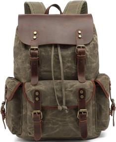 img 4 attached to HuaChen Leather Backpack Rucksack M80_Army