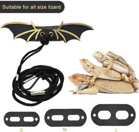 img 2 attached to 🦎 AUBBC Lizard Leash, Adjustable Bearded Dragon Harness with Reptile Feeding Pliers, Soft Leather Reptile Leash with Stylish Gold Wing | Ideal for Small, Medium, and Large Reptiles and Pets