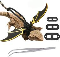 🦎 aubbc lizard leash, adjustable bearded dragon harness with reptile feeding pliers, soft leather reptile leash with stylish gold wing | ideal for small, medium, and large reptiles and pets logo