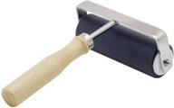 dgq 4 inch rubber brayer roller with wooden handle: ideal for anti-skid tape construction and printmaking projects logo