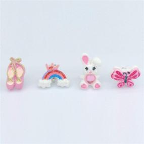 img 2 attached to Elesa Miracle Kids Set of 12 Flamingo Mermaid Unicorn Clip-On Earrings - Great Value for Little Girls