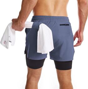 img 3 attached to 🏃 Surenow Men's 2-in-1 Running Shorts: Quick-Dry Athletic Shorts with Liner, Workout Shorts feat. Zip Pockets and Towel Loop