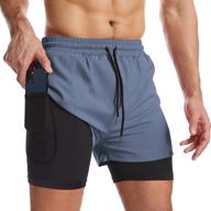 🏃 surenow men's 2-in-1 running shorts: quick-dry athletic shorts with liner, workout shorts feat. zip pockets and towel loop logo