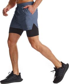 img 2 attached to 🏃 Surenow Men's 2-in-1 Running Shorts: Quick-Dry Athletic Shorts with Liner, Workout Shorts feat. Zip Pockets and Towel Loop