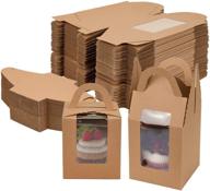 jucoan 100 pack brown cupcake boxes with window and handles, single kraft paper containers for party, baby shower логотип