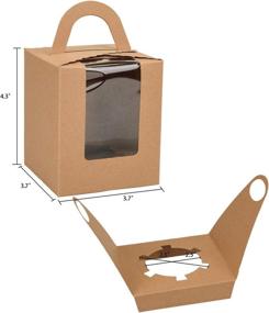 img 3 attached to Jucoan 100 Pack Brown Cupcake Boxes with Window and Handles, Single Kraft Paper Containers for Party, Baby Shower