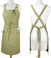 🎨 premium cross back artist apron with fasten/quick release buckle, 6 pockets including zipper pocket & 2 towel loops for artists or kitchen - adjustable m to xxl, 27"x31" - durable 100% cotton canvas logo