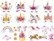 🦄 glitter unicorn iron-on transfers for birthday girl - magical htv decorations for kid's t-shirts, bed sheet set, cushions - eco-friendly 21pcs logo