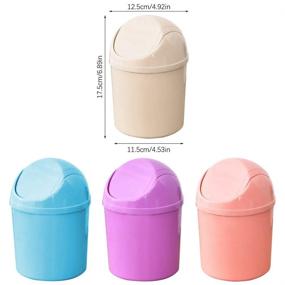 img 3 attached to Set of 2 Plastic Mini Wastebasket Trash Cans with Swing Lid, Including 4 Rolls of Trash Bags - Tiny Desktop Waste Garbage Bins for Home, Office, Kitchen, Vanity Tabletop, Bedroom, Bathroom (Blue + Purple)