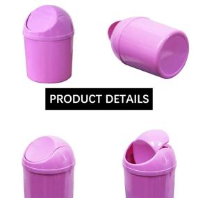 img 2 attached to Set of 2 Plastic Mini Wastebasket Trash Cans with Swing Lid, Including 4 Rolls of Trash Bags - Tiny Desktop Waste Garbage Bins for Home, Office, Kitchen, Vanity Tabletop, Bedroom, Bathroom (Blue + Purple)