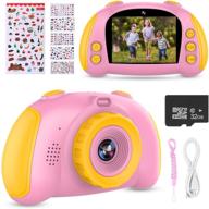 📸 обновленная детская камера для селфи: идеальный детский день рождения для девочек 3-9 лет - hd видеокамера для мальчиков и девочек, портативная игрушка с 32гб картой памяти sd - розовая. логотип