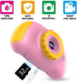 img 3 attached to 📸 Обновленная детская камера для селфи: Идеальный детский день рождения для девочек 3-9 лет - HD видеокамера для мальчиков и девочек, портативная игрушка с 32ГБ картой памяти SD - розовая.