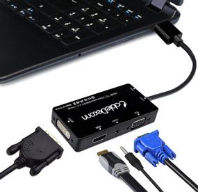img 4 attached to 🔌 CABLEDECONN 4-in-1 HDMI to HDMI/DVI/VGA Adapter Cable with Audio Output Converter - Black