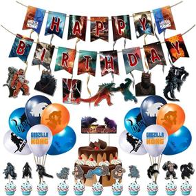 img 4 attached to 🎉 HOYOGEN Godzilla Party Decorations: Awesome Banner, Balloons, and Toppers for Unforgettable Boys, Girls, and Teens Party!
