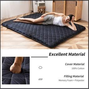 img 2 attached to 💎 Diamond Patterned Traditional Japanese Futon Mattress: Over 4 Inch Extra Thick Sleeping Bed for Floor, Roll Up Memory Foam, Black Queen