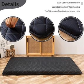 img 1 attached to 💎 Diamond Patterned Traditional Japanese Futon Mattress: Over 4 Inch Extra Thick Sleeping Bed for Floor, Roll Up Memory Foam, Black Queen