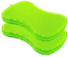 img 4 attached to 🧽 2pcs URSMART Silicone Dish Sponge, Better Dishwashing Sponges – Cleaning Sponges, Dish Washing Brush-Free – Household Cleaning Sponges, Washing Brush Scrubber – Smart Kitchen Scrubber