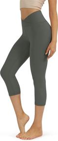 img 4 attached to 🩲 ODODOS Cross-Waist Yoga Leggings with Pocket for Women - Perfect Workout Running Tights, Gym Athletic Leggings