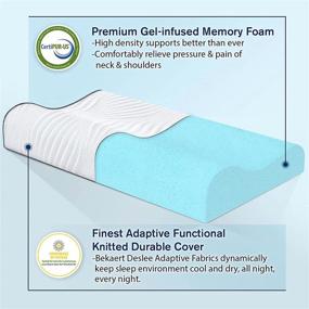 img 1 attached to 🌙 Подушка Moonlight Family Memory Foam Contour: Гелевая ортопедическая поддержка для шейного отдела позвоночника, подходит для спящих на спине и на боку, размер Queen – Ощутите облегчение боли и научитесь спать лучше с съемным мягким чехлом, который можно стирать.