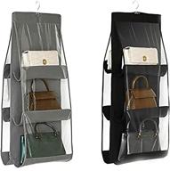 👚 efficiently maximize closet space with micokay hanging closet organizer, 2 pcs 6 pocket handbag purse organizer – foldable, universal, black & grey logo