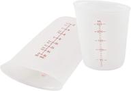 🥄 2-cup silicone measuring cup: flexible stir and pour baking dish, safe, bpa free, white for coffee maker, mixing plaster, baking cake cookies, resin art. clear with red measurements (250 ml+500ml) logo