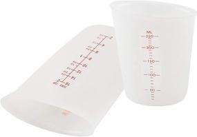 img 4 attached to 🥄 2-Cup Silicone Measuring Cup: Flexible Stir and Pour Baking Dish, Safe, BPA Free, White for Coffee Maker, Mixing Plaster, Baking Cake Cookies, Resin Art. Clear with Red Measurements (250 ML+500ML)