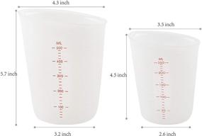 img 3 attached to 🥄 2-Cup Silicone Measuring Cup: Flexible Stir and Pour Baking Dish, Safe, BPA Free, White for Coffee Maker, Mixing Plaster, Baking Cake Cookies, Resin Art. Clear with Red Measurements (250 ML+500ML)