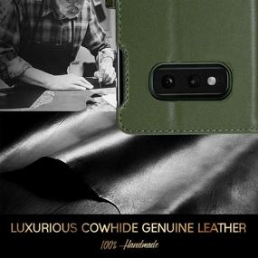 img 3 attached to 📱 FYY Samsung Galaxy S10e 5.8" Luxury Cowhide Genuine Leather RFID Blocking Handcrafted Wallet Case - Green, with Kickstand Function and Card Slots