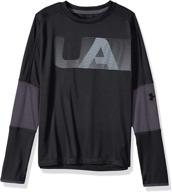 👕 black youth under armour tech long sleeve tee, black (001)/black логотип