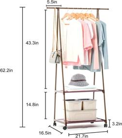 img 3 attached to 👕 YISONHO Multifunctional Clothing Garment Rack: Efficient Two-tier Clothes Organizer with Removable Wheels and Handy Storage (White)