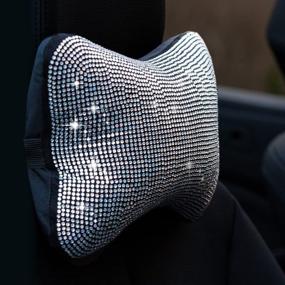 img 3 attached to Car Neck Pillow Headrest with Crystal Rhinestone Diamond 🚗 Bling - 2Pcs Neck Support Cushions for Drivers & Travelers