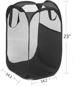 img 2 attached to 🧺 Convenient BENJUNC 2 Laundry Baskets: Pop-up, Foldable, Mesh with Reinforced Handles, in Black